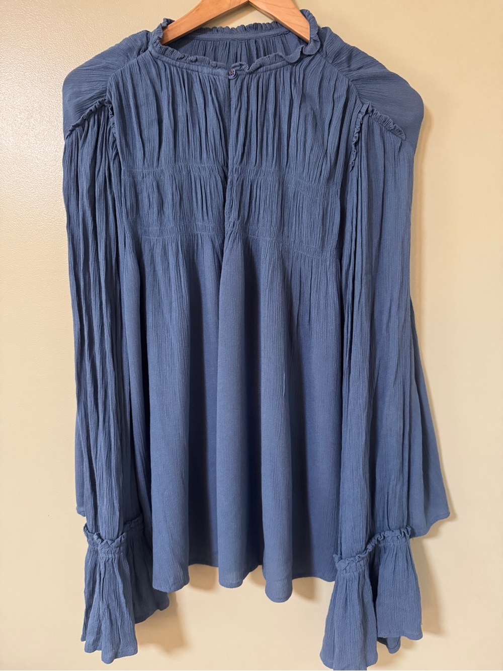 Free People Women's Blue Crinkled Flow Tunic